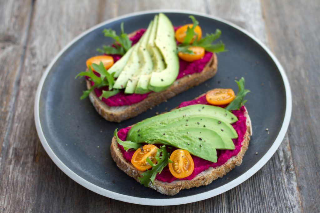 Gluten Free Avocado Toast with Beet Hummus